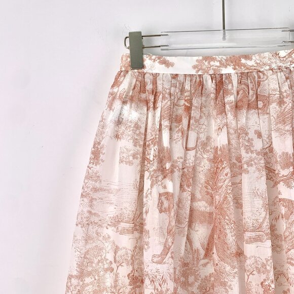 Christian Dior Light Pink Jungle Animal Print Cotton Skirt 36 XS Made In France - Picture 5 of 6